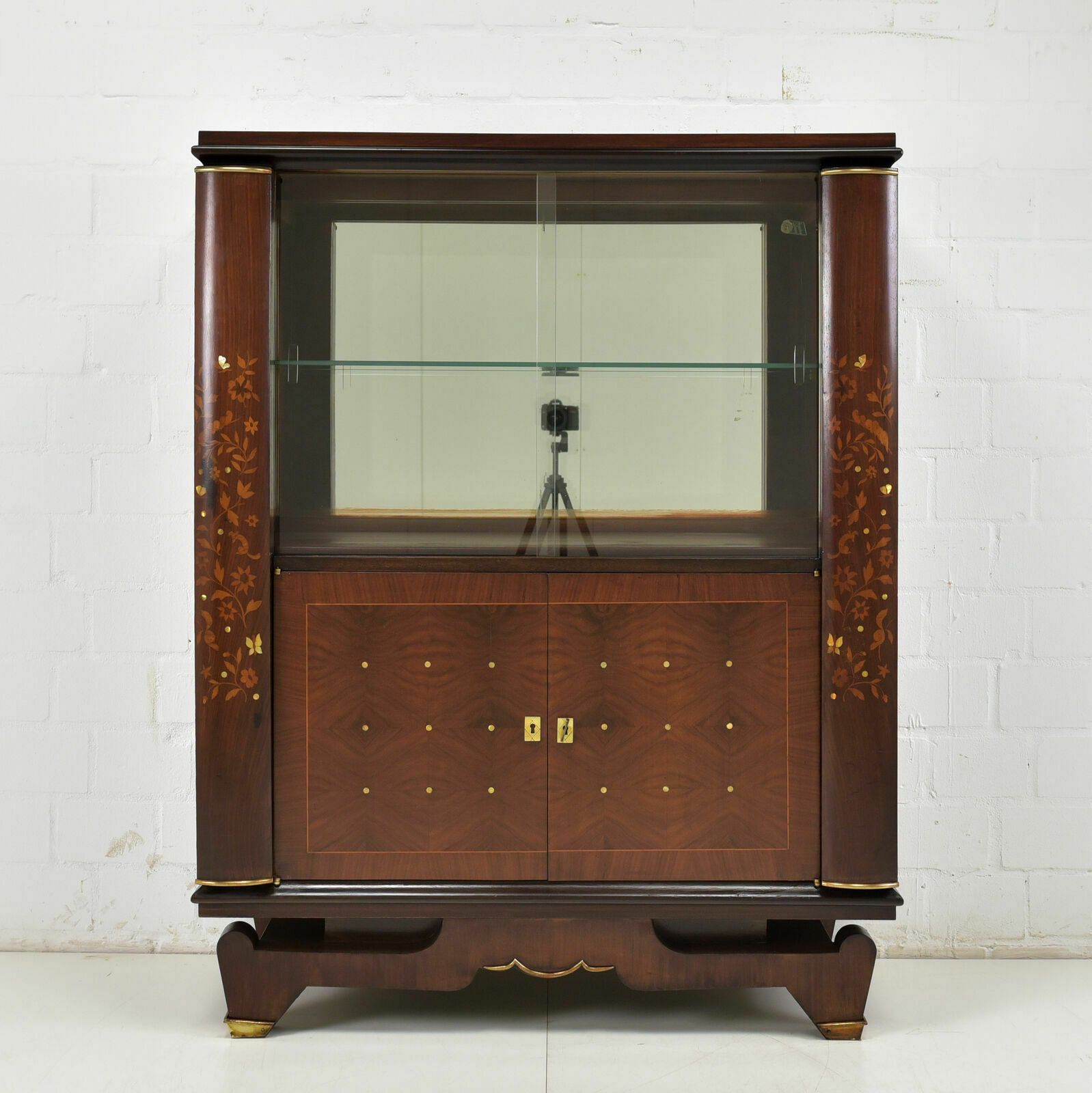 Antique! Display Cabinet Restored Jules Leleu Art Deco Bar Cabinet Mahogany France photo furniture