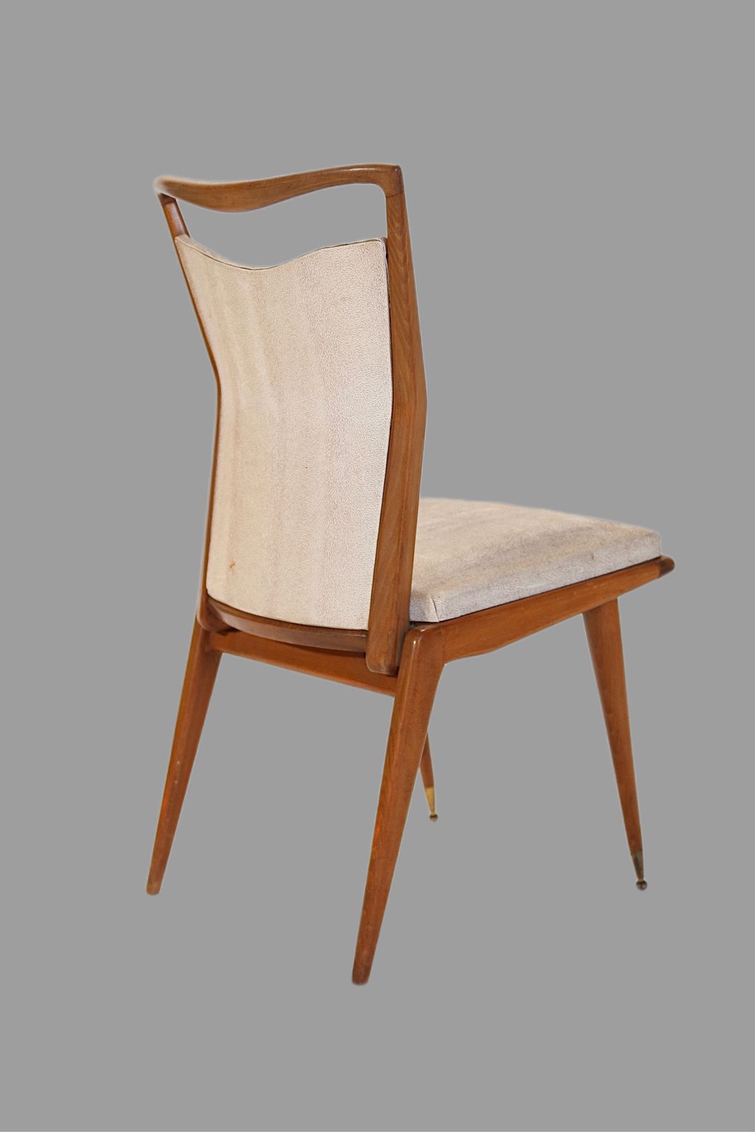 Set Of 4 French Mid Century Modern Teak Dining Chairs With Sculpted Brass Sabots photo Furniture