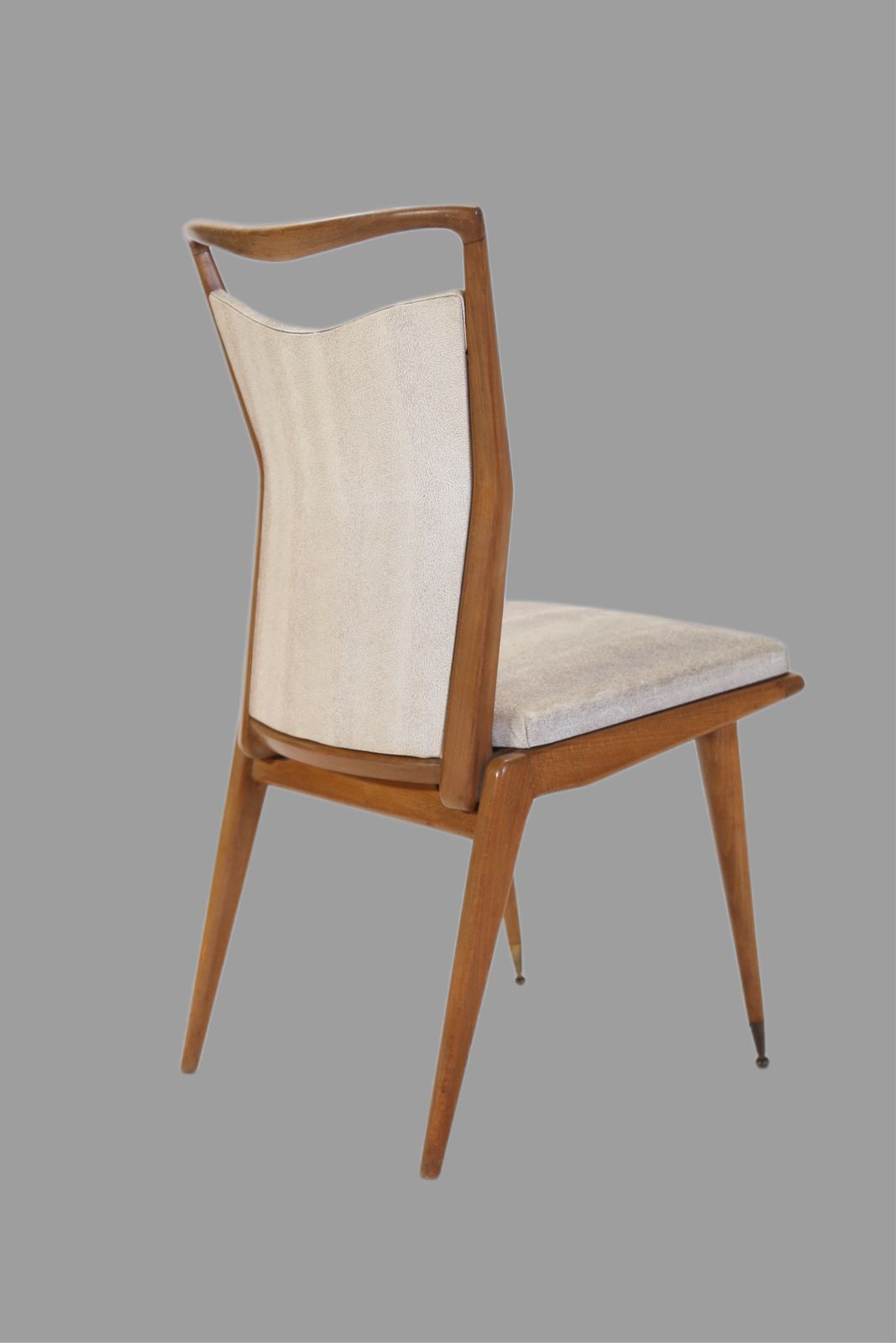 photo furniture Set Of 4 French Mid Century Modern Teak Dining Chairs With Sculpted Brass Sabots