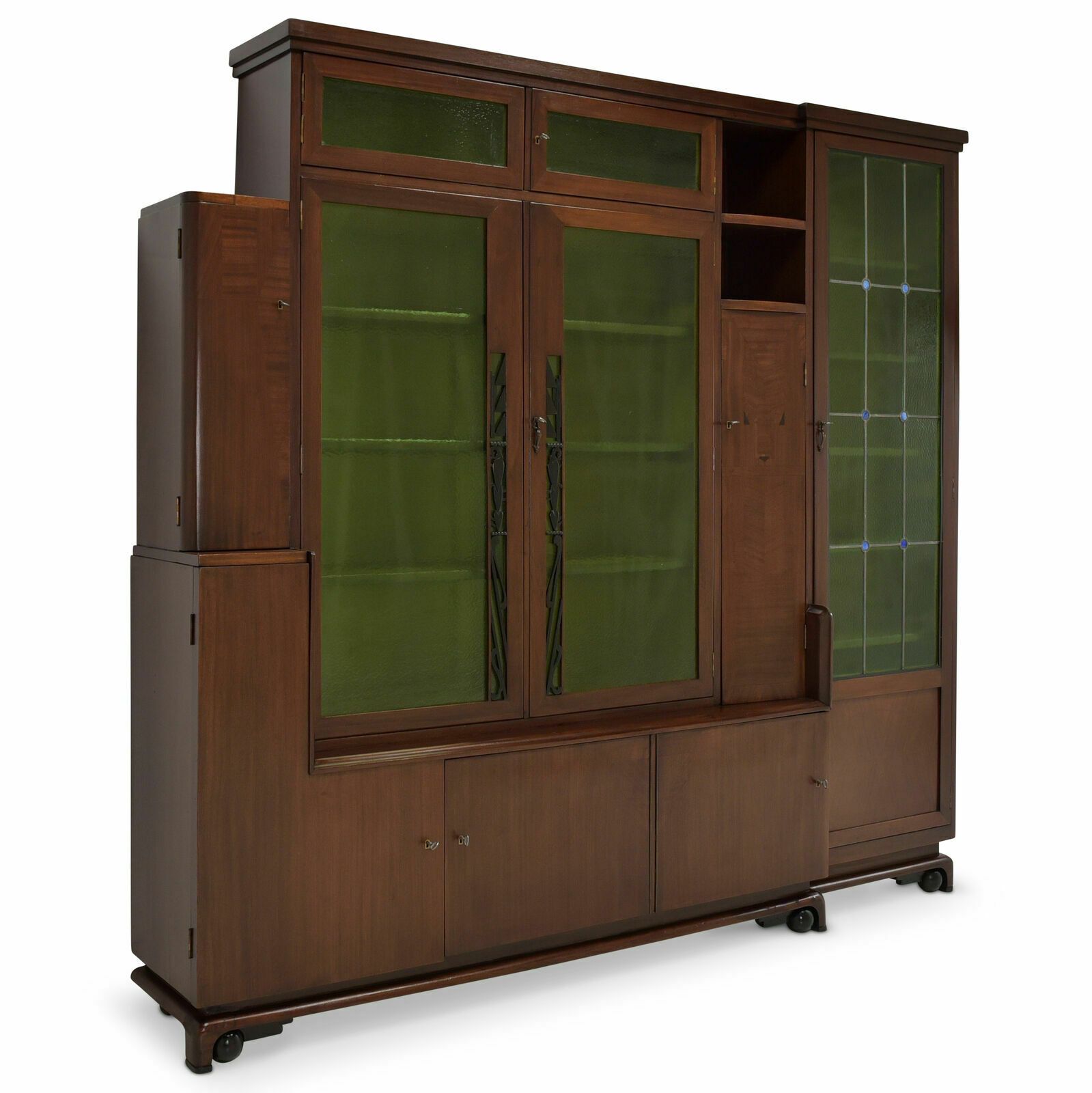 Antique! Large Bookcase Restored Art Deco Around 1925 Display Cabinet K Xl