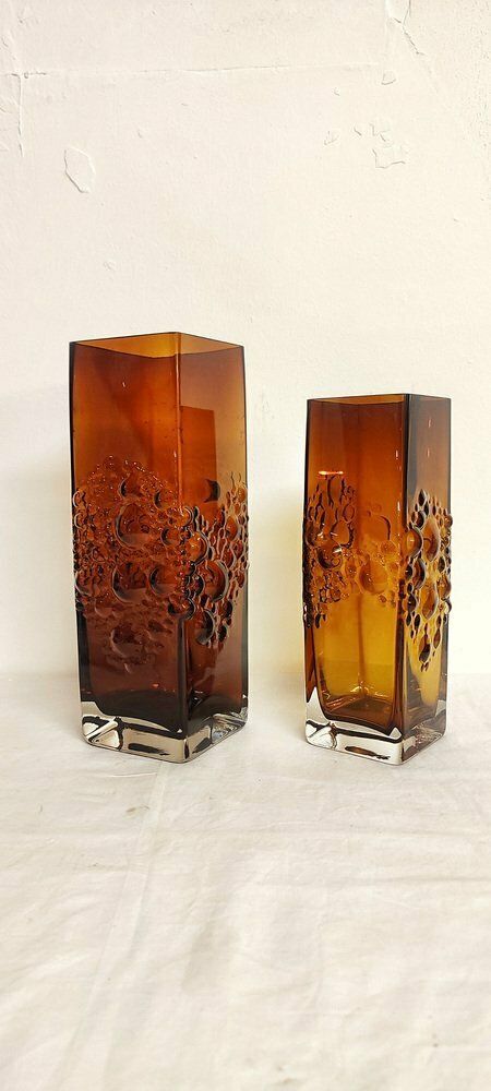 Italian Glass Vases, 1970s, Set Of 2