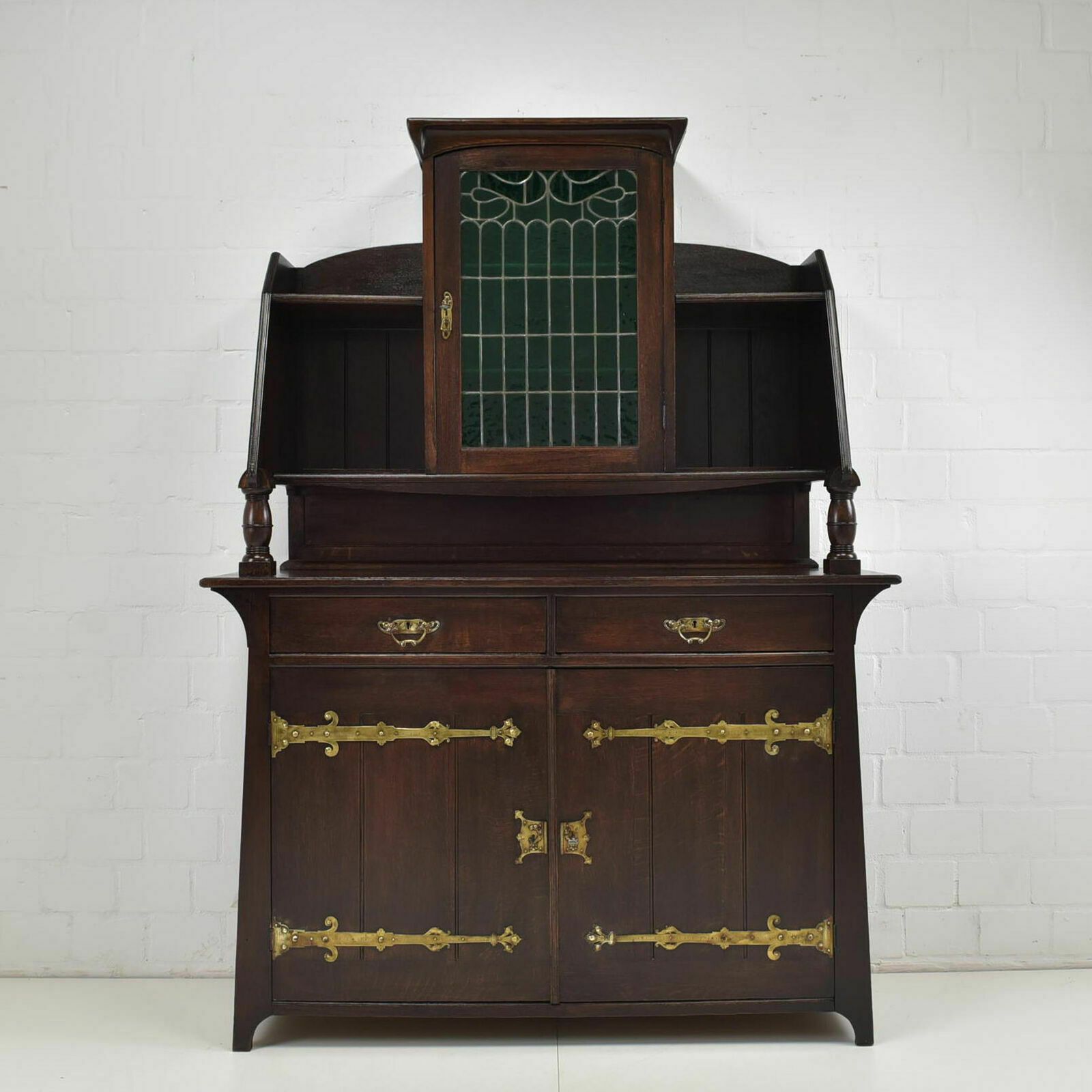 Antique! Buffet Cabinet Restored Art Nouveau Art Nouveau Around 1920, Solid Oak photo furniture