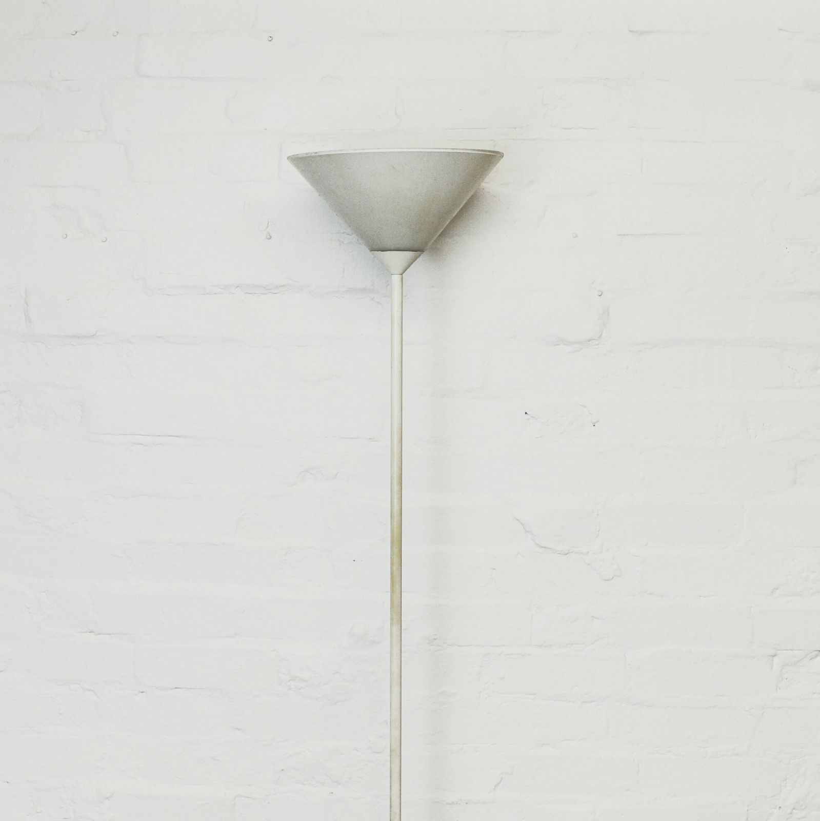 French Torchiere White Enamelled Metal Floor Lamp By Sce, 1970s photo for sale