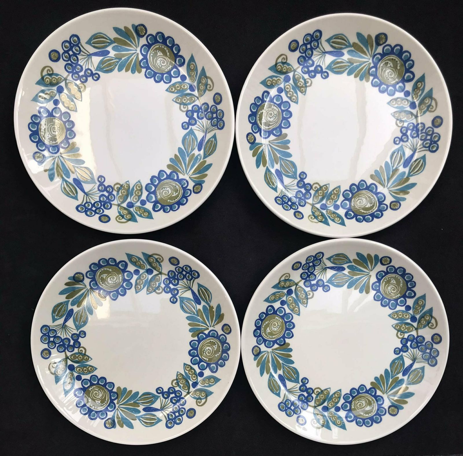 Figgjo Flint Dessert Plates Tor Viking Pattern Cheese, Pastries, Bread And Butter Plates, Cakes 4 Plates, 17cm / 6.6" Norvegian Design