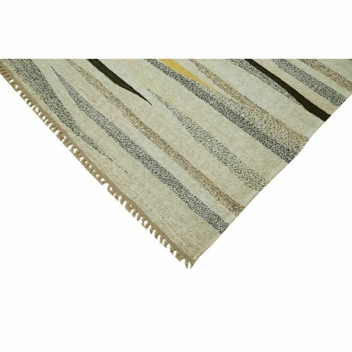 Handmade Contemporary Beige Hemp Kilim Rug 246 Cm X 362 Cm photo Textiles