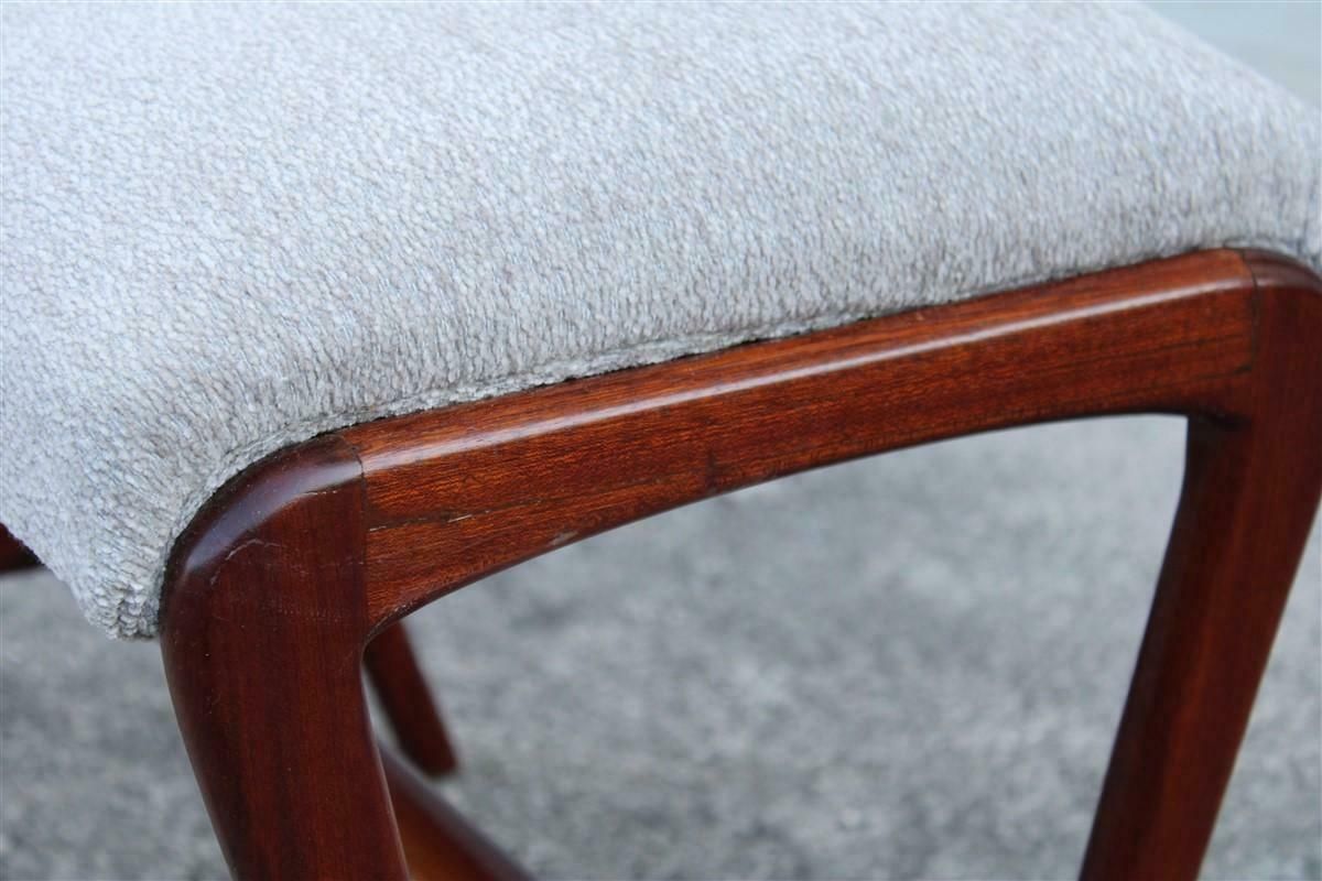 Mid Century Mahogany And Grey Velvet Stool Carlo De Carli Style 1950s photo Furniture