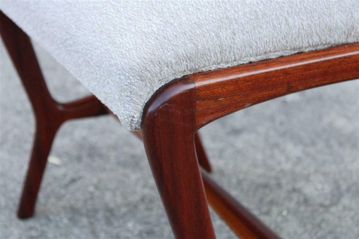 Mid Century Mahogany And Grey Velvet Stool Carlo De Carli Style 1950s photo 1593.0