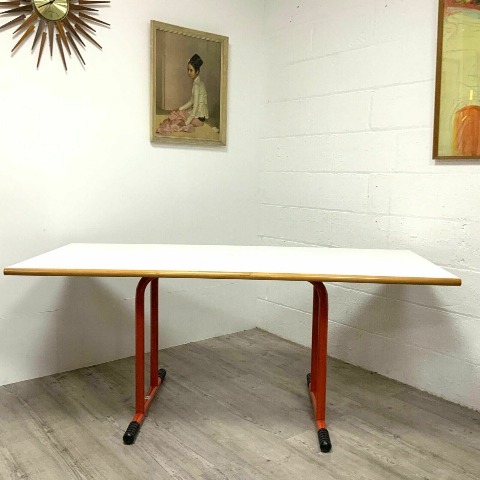 Joe Colombo For Bieffeplast White And Orange Desk Dining Table Italian 1970s Mcm