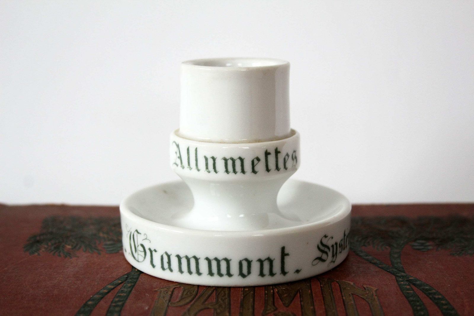 Antique Porcelain Match Holder, Non Striker, Advertisement, Cigars Cigarettes, Brussels Porcelain, Collector