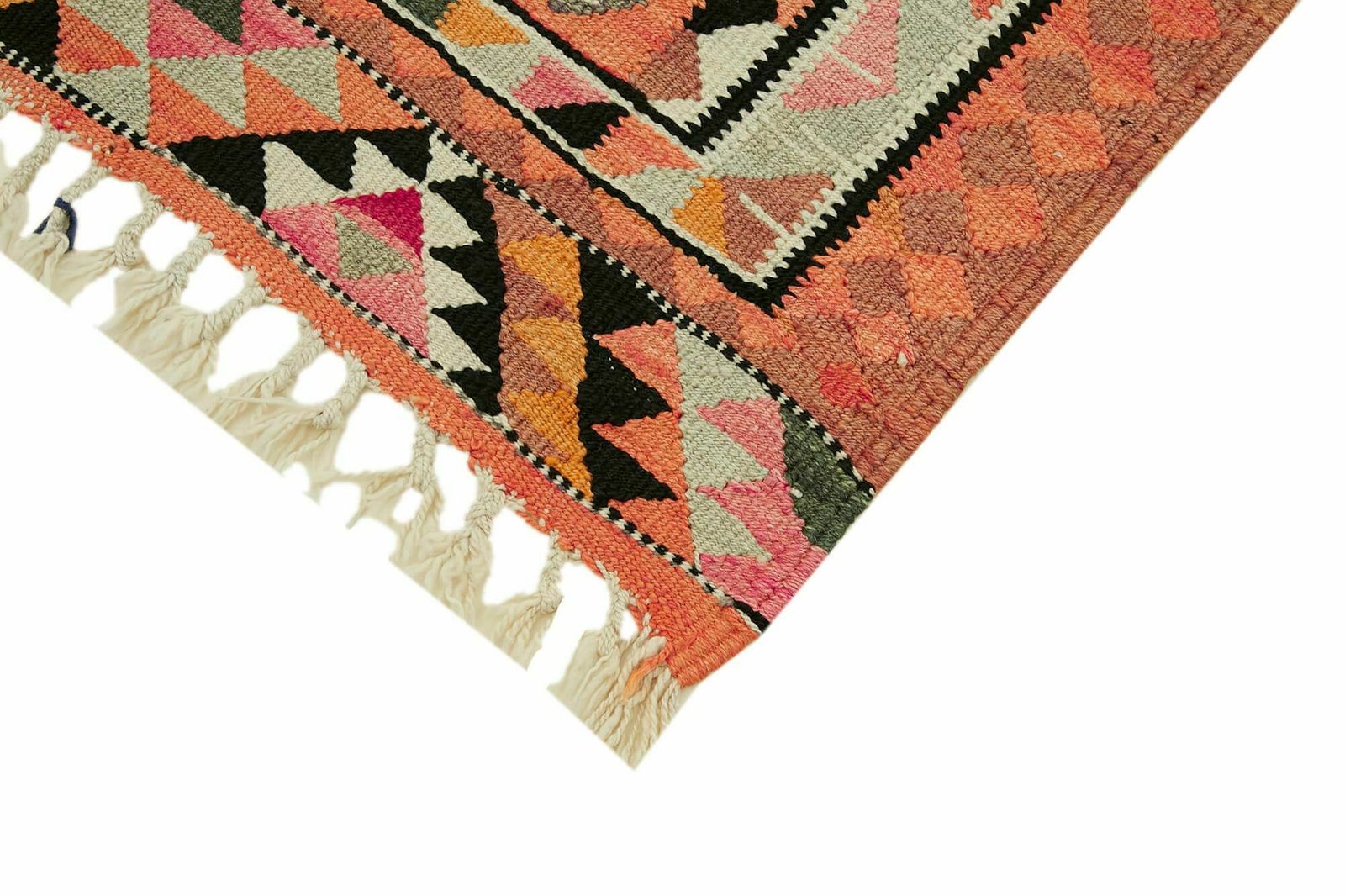Handmade Multicolor Boho Runner Kilim Rug 304 Cm X 94 Cm photo Textiles