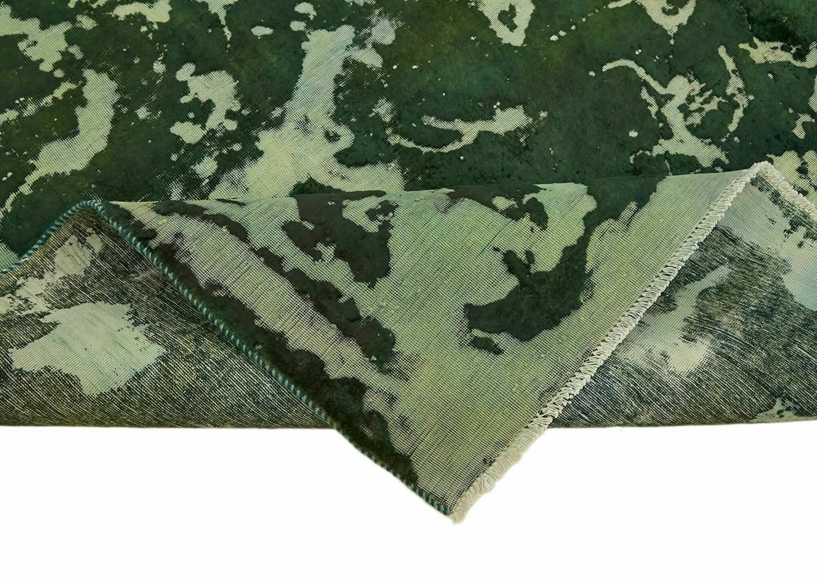 Handmade Green Overdyed Large Area Rug  374 Cm X 262 Cm photo vinterior