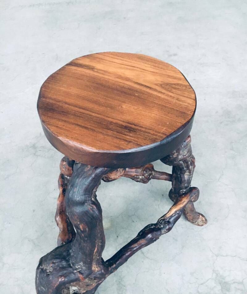 Furniture 1950's Handmade Vinewood & Oak Bar Stool photo