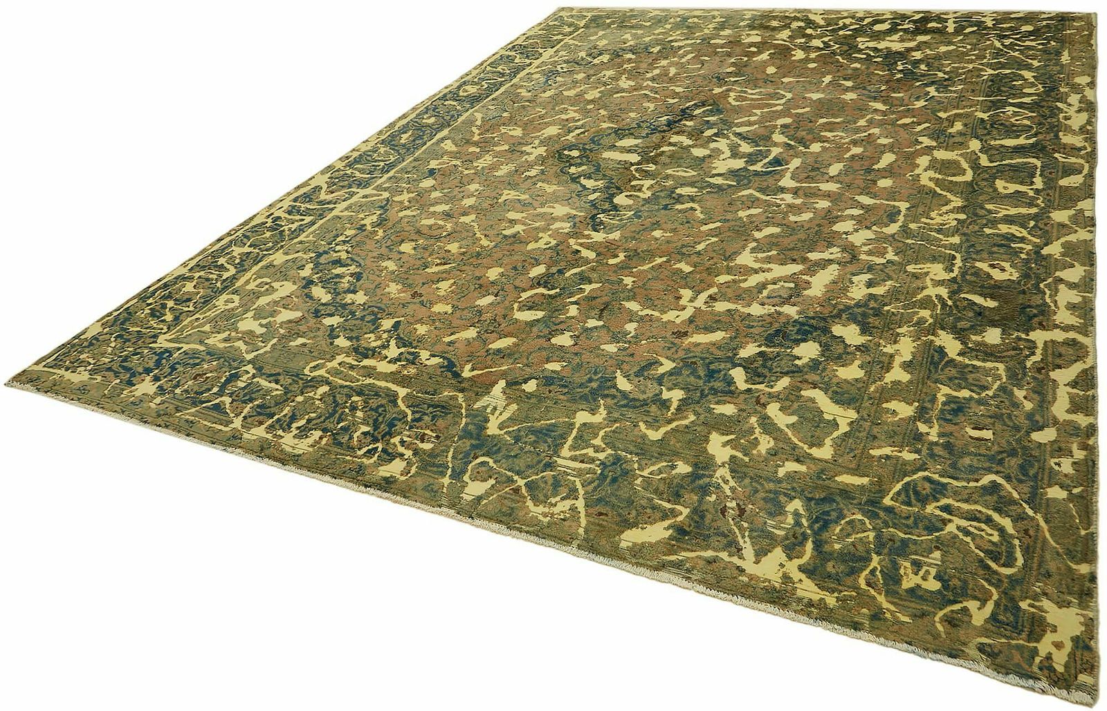 Handmade Yellow Overdyed Large Area Rug 370 Cm X 276 Cm photo for sale