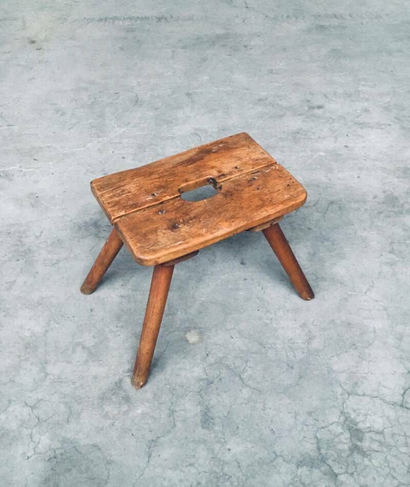 Craftsman Handmade Folk Art Milk Stool, Late 1800's photo vinterior