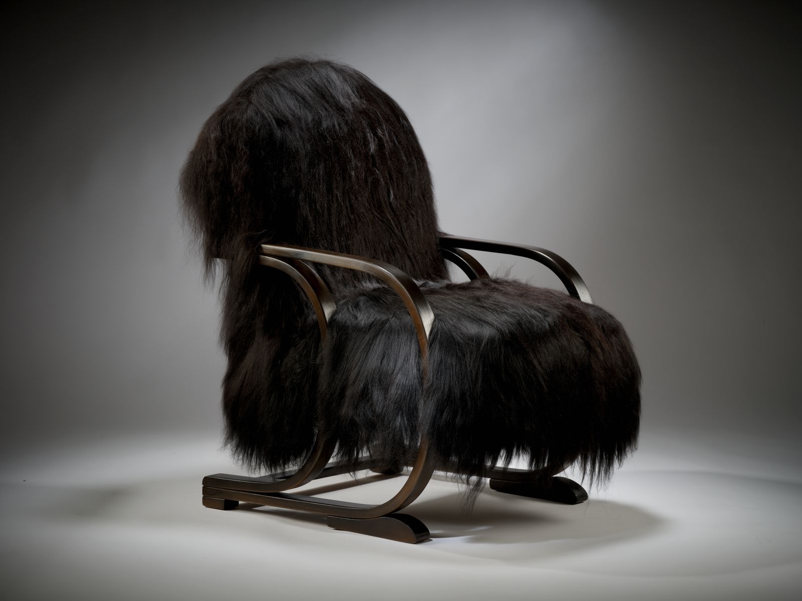 The Unique One Off Vintage Bentwood Hoop Arm Icelandic Sheepskin ‘Chewie’ Armchair. photo for sale