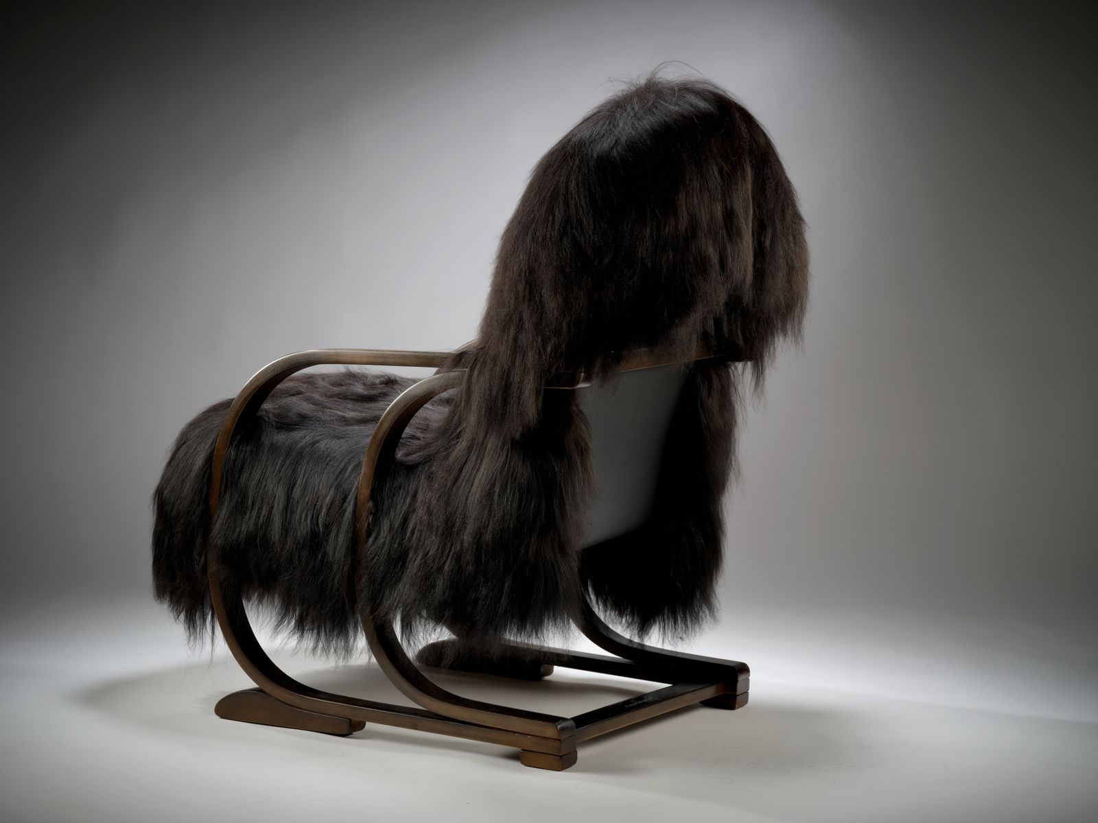 The Unique One Off Vintage Bentwood Hoop Arm Icelandic Sheepskin ‘Chewie’ Armchair. photo vintage