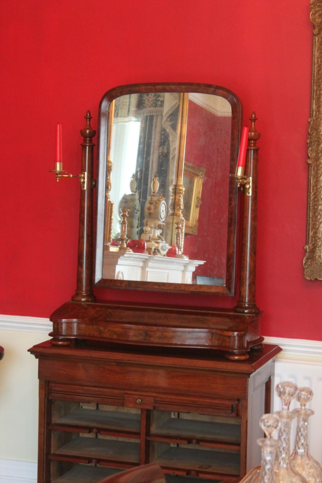 photo furniture An Outstanding Quality Large Victorian Burr Walnut Toilet Mirror.