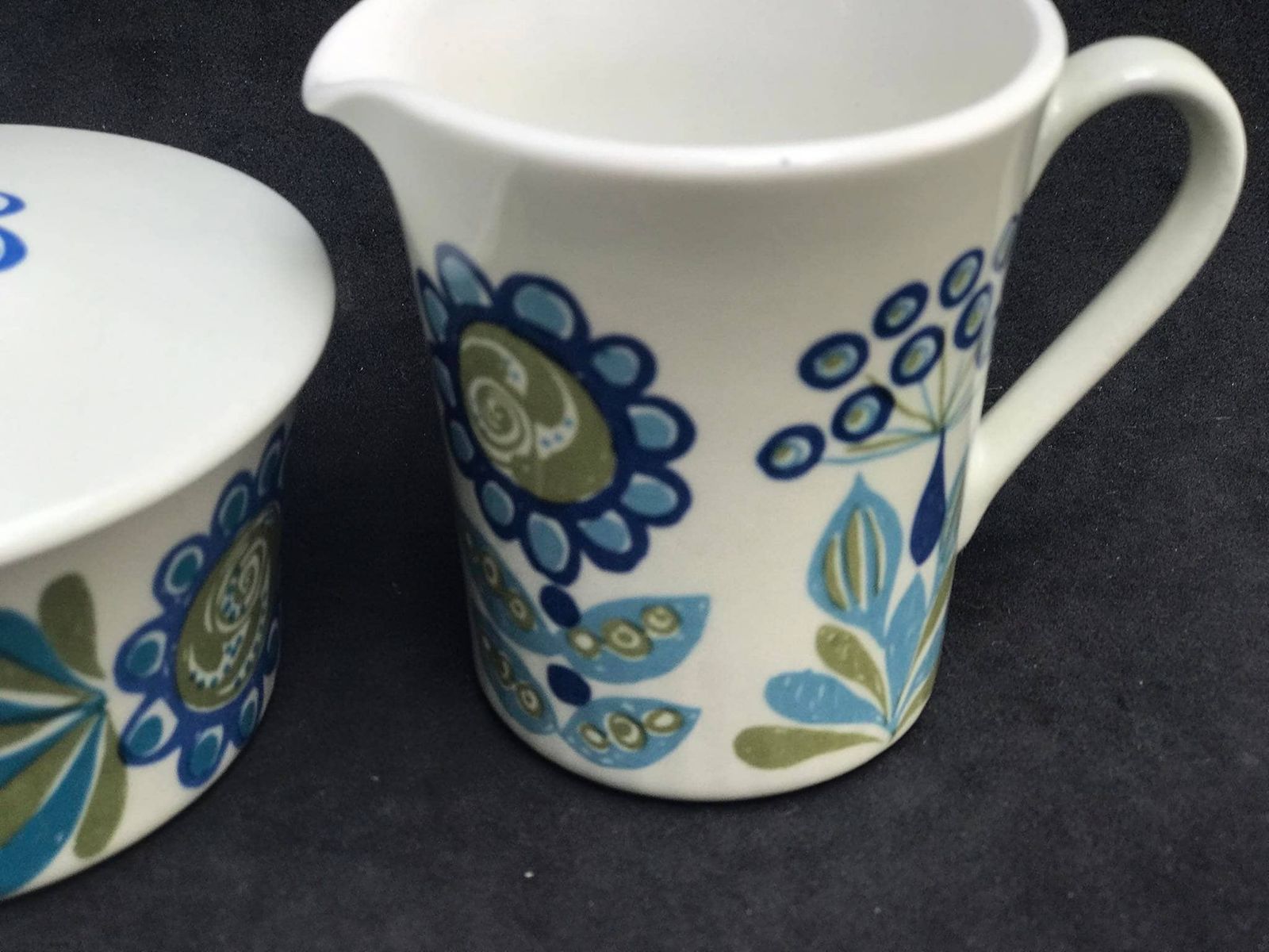 photo for sale Figgjo Flint Sugar Bowl And Milk Jar By Turi Gramstad Oliver, Tor Viking Pattern Tea Creamer Milk Pot Kitchen Norvegian Design Table