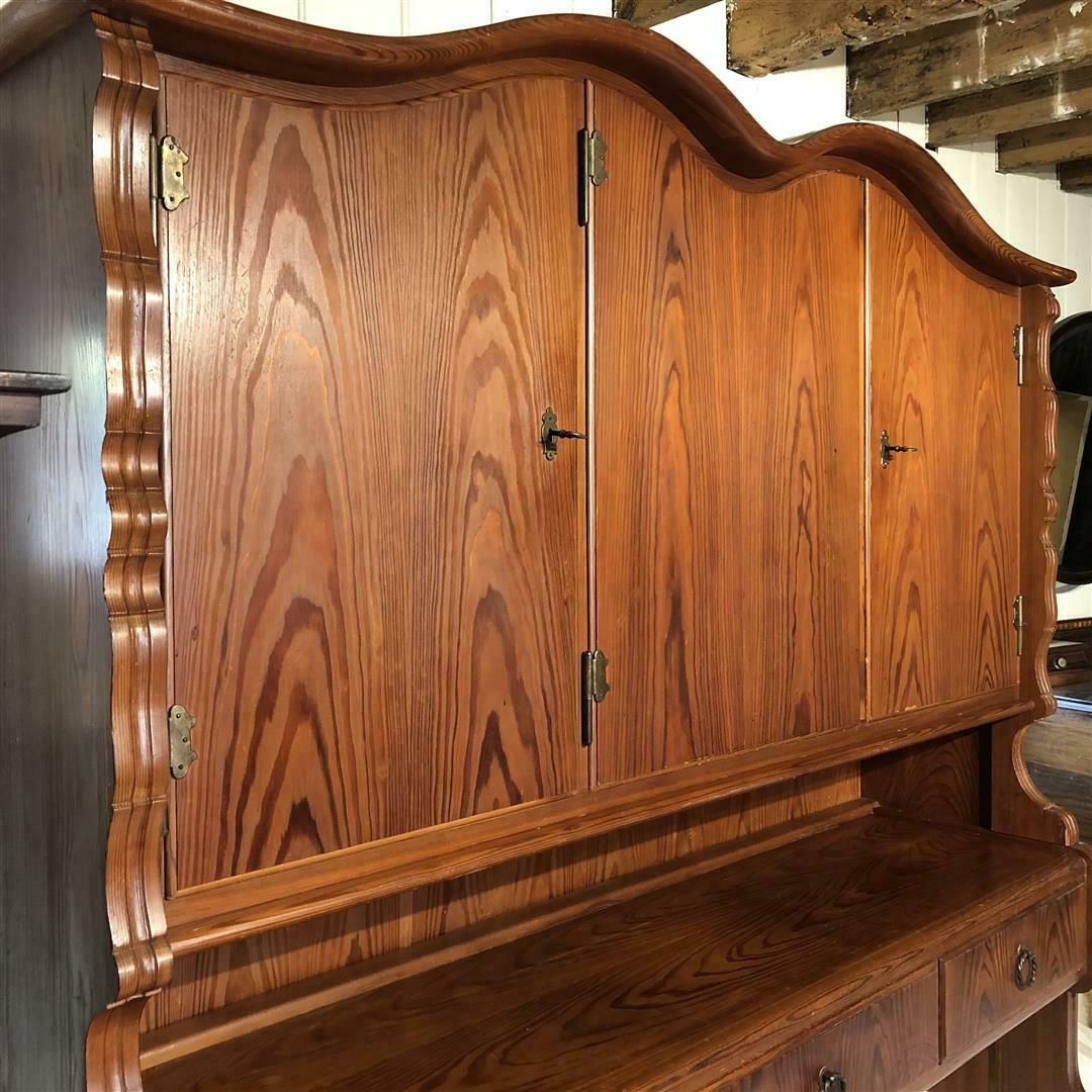 Unusual Mid Century Pitch Pine European Dresser In Folk Style photo furniture