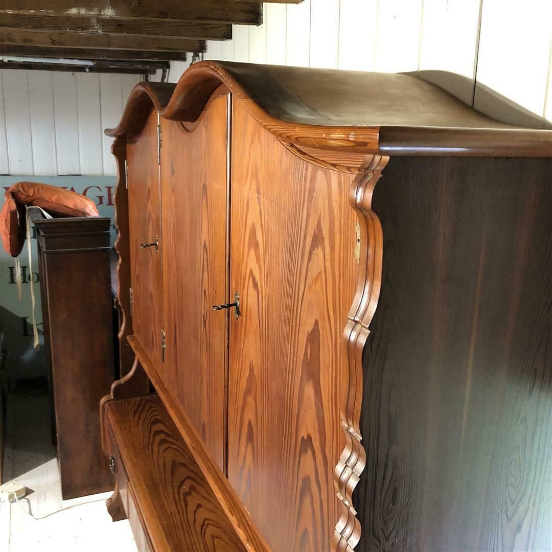 Unusual Mid Century Pitch Pine European Dresser In Folk Style photo vinterior