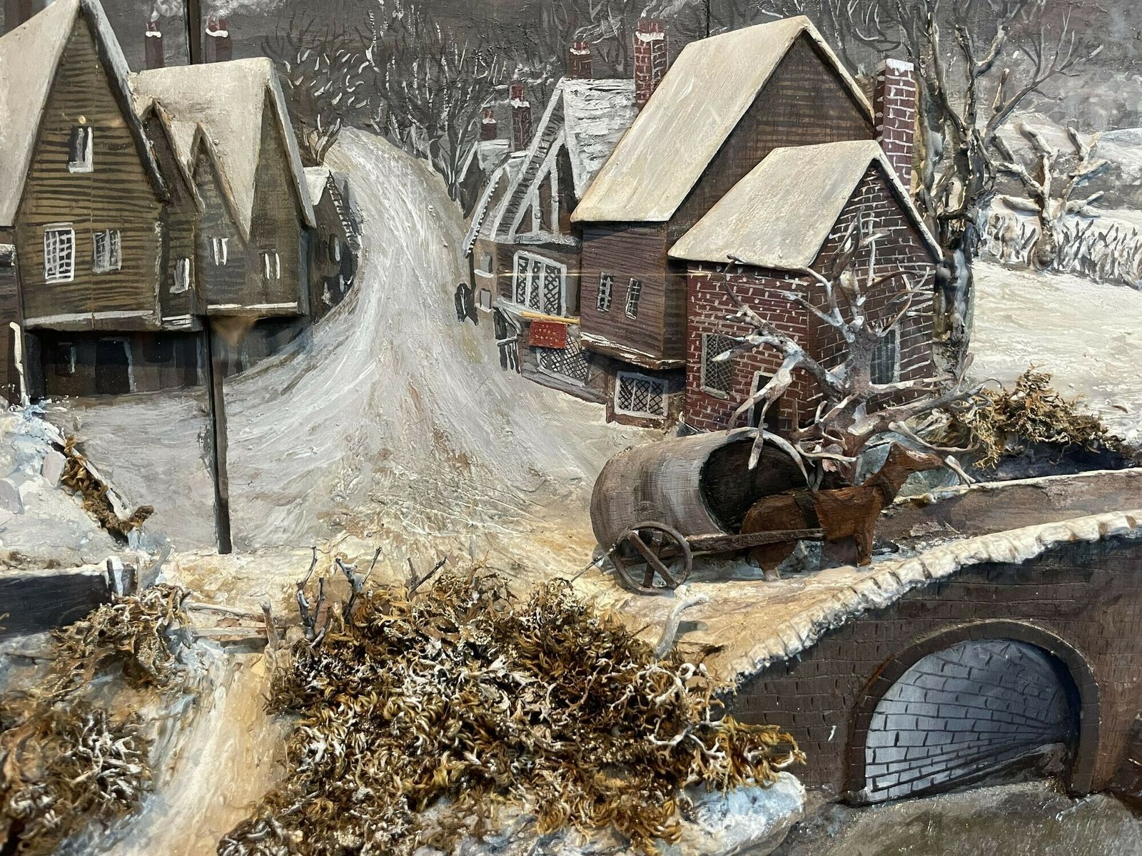 Folk Art Diorama Of An Eastern European Townscape In The Snow photo vinterior