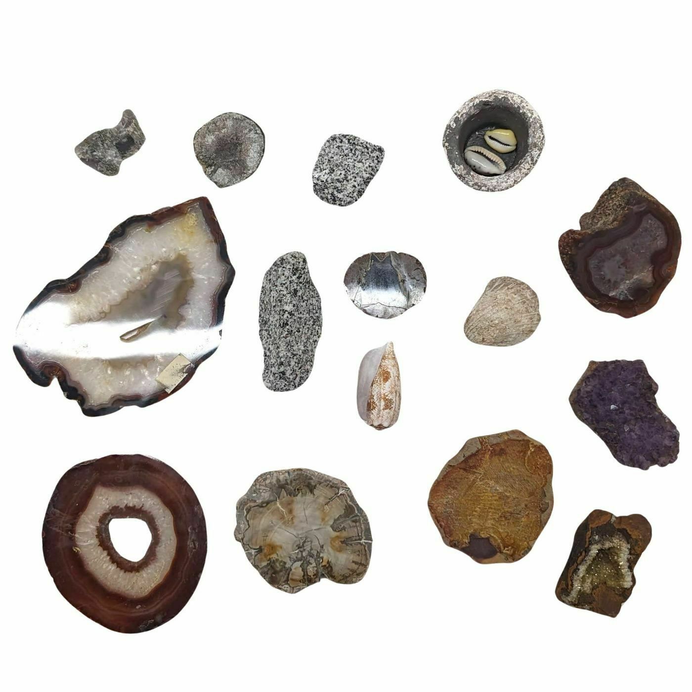 Collection Of Collectible Stones Agate Pyrite Etc