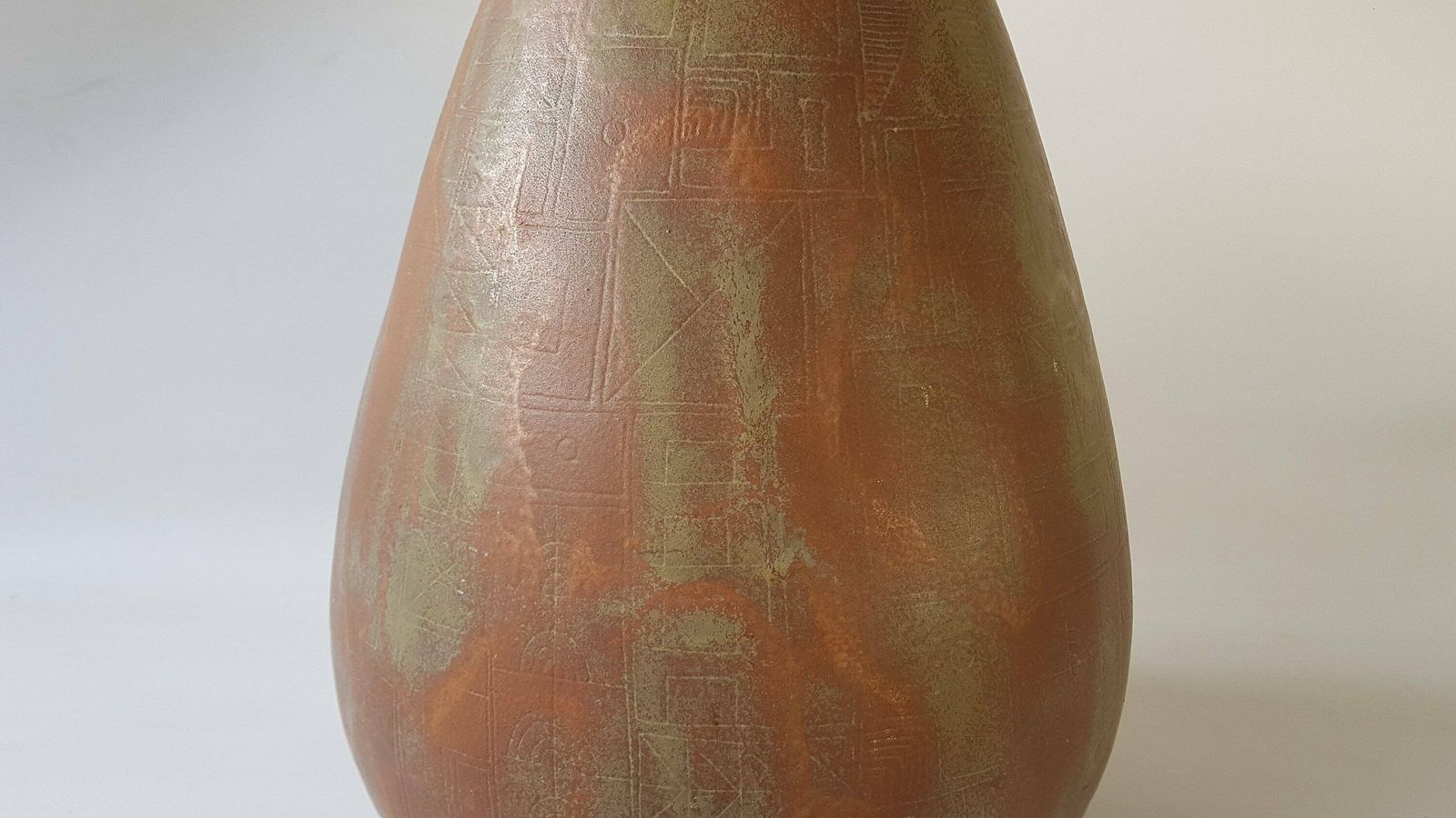 Rare Xxl Lu Klopfer Vase, 1950's With A Copper Like Brown Glaze photo vinterior