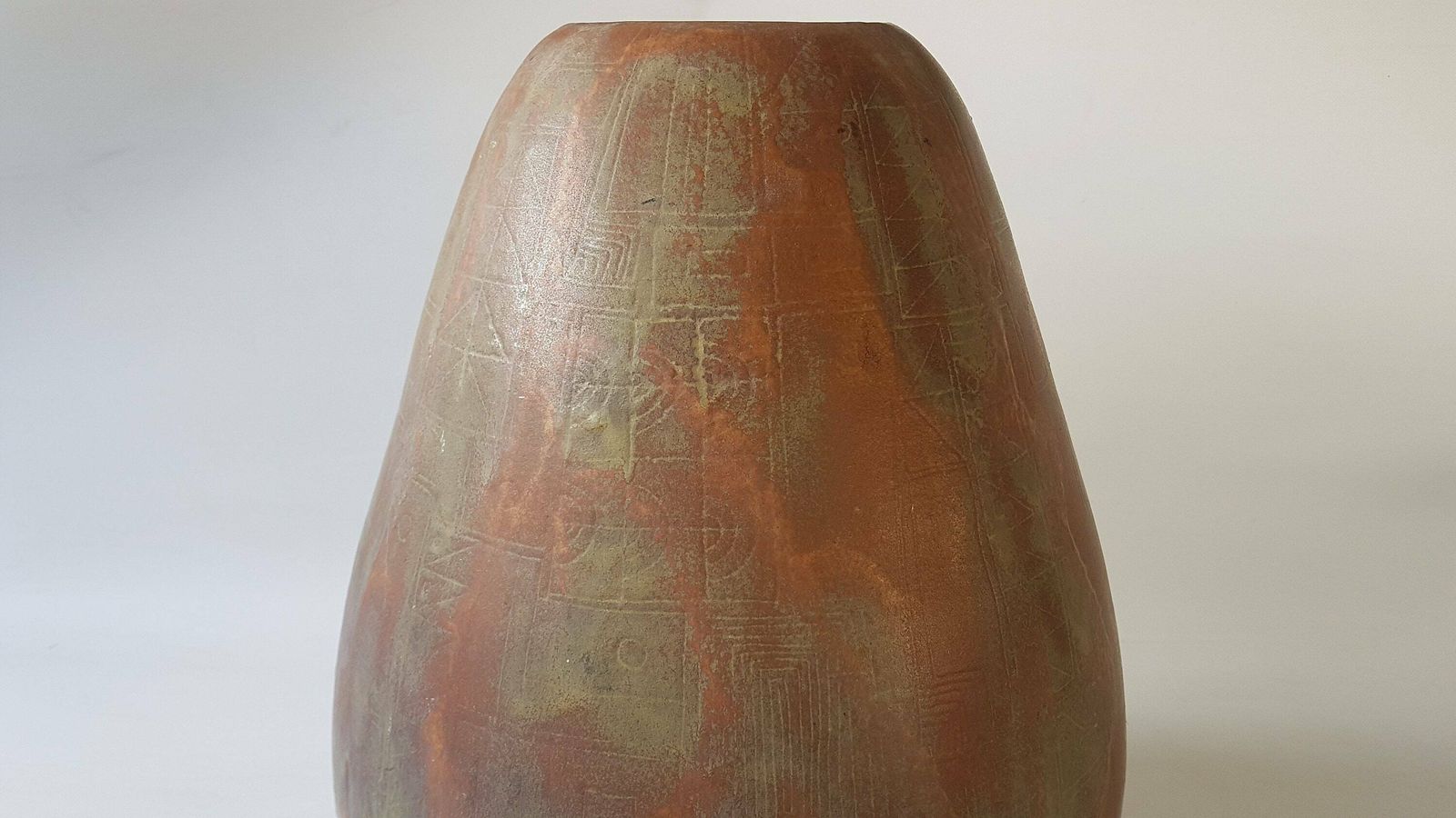 Rare Xxl Lu Klopfer Vase, 1950's With A Copper Like Brown Glaze photo buy