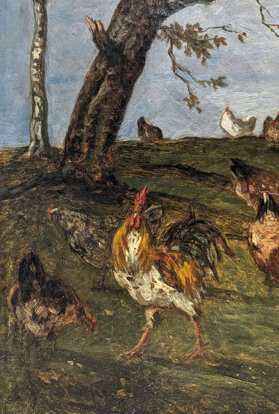 Oil On Canvas The Chicken Farm, 18th Century photo for sale