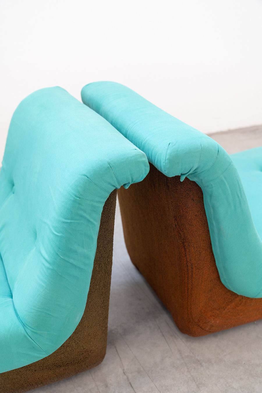 Set Of Two Lev & Lev Fabric Armchairs, Removable Covers, With Fibreglass Frame, 1970s. photo vintage