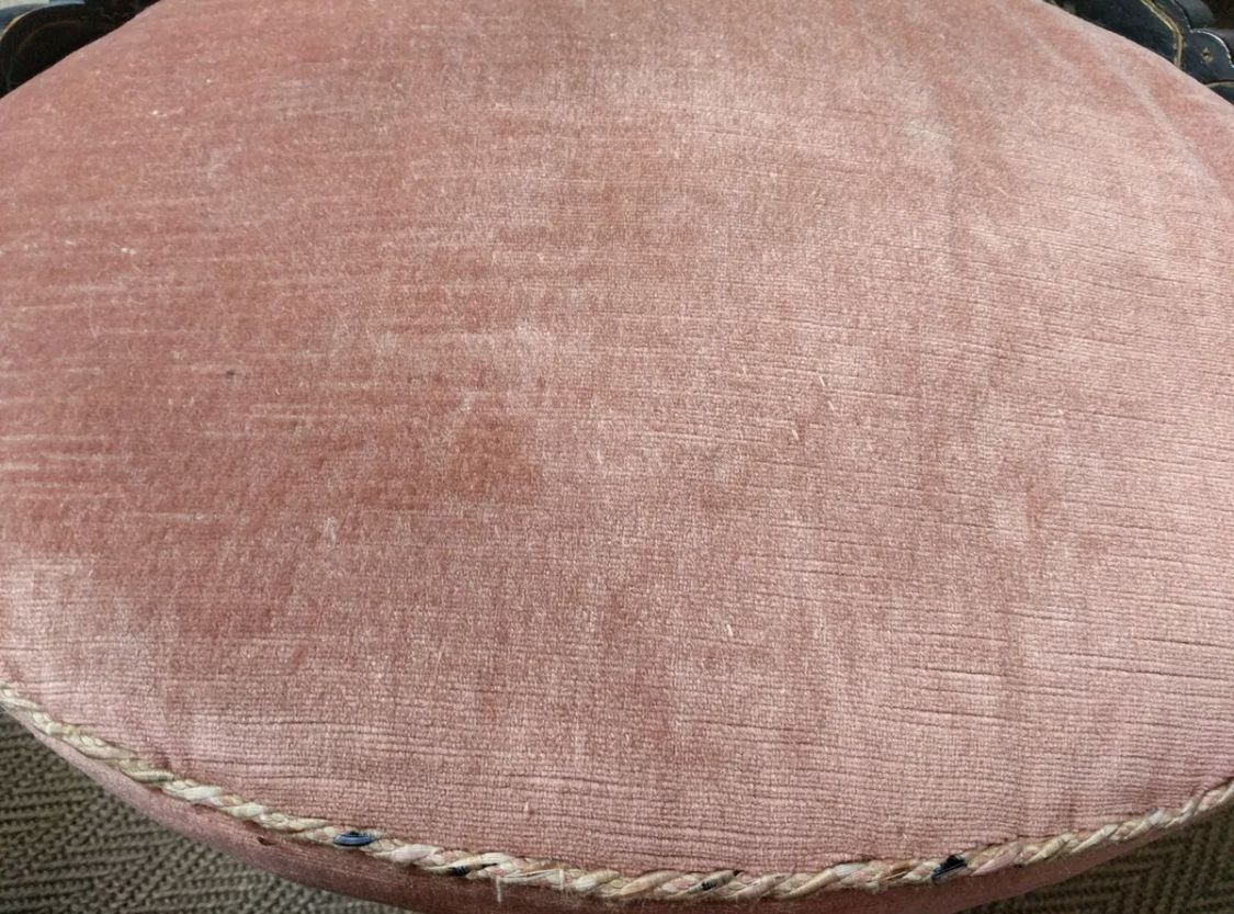 photo for sale Victorian Pink Velvet Boudoir Dressing Table Balloon Chair Japanned