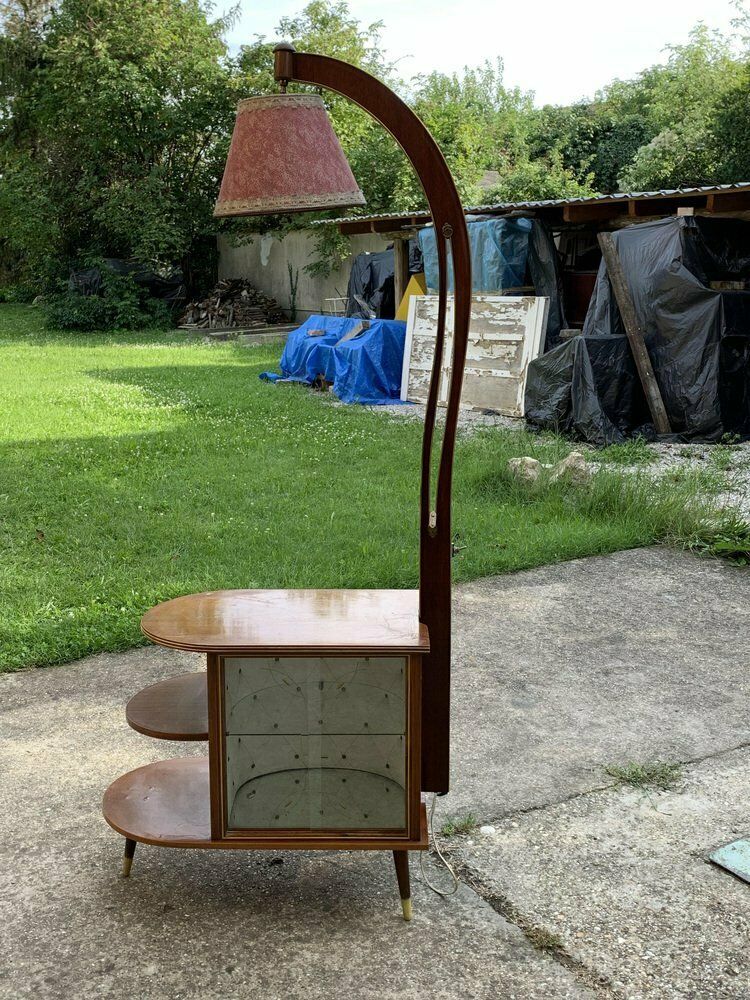 Walnut Cocktail Cabinet Light From Wilhelm Krechlok , 1950s photo for sale