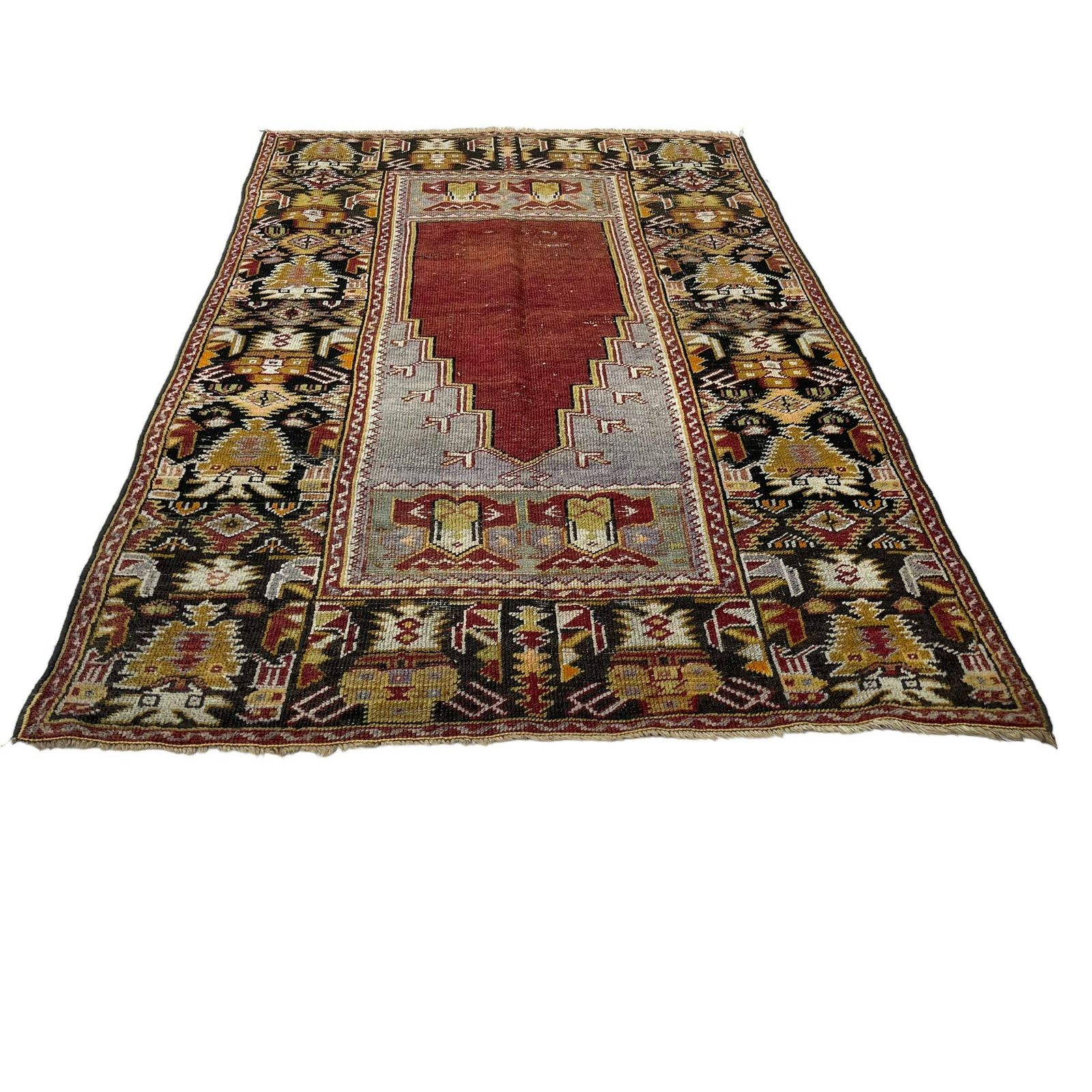 Antique Turkish Rug,Feiner Handgeknüpfter Orientteppich Türkisch Teppich, 185x 110 Cm photo for sale