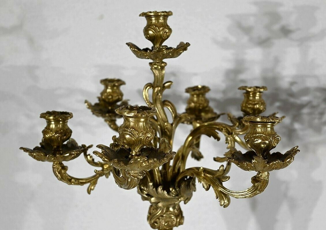 Important Gilt Bronze Candelabra, Louis XV Style – Late 19th Century photo Home Decor