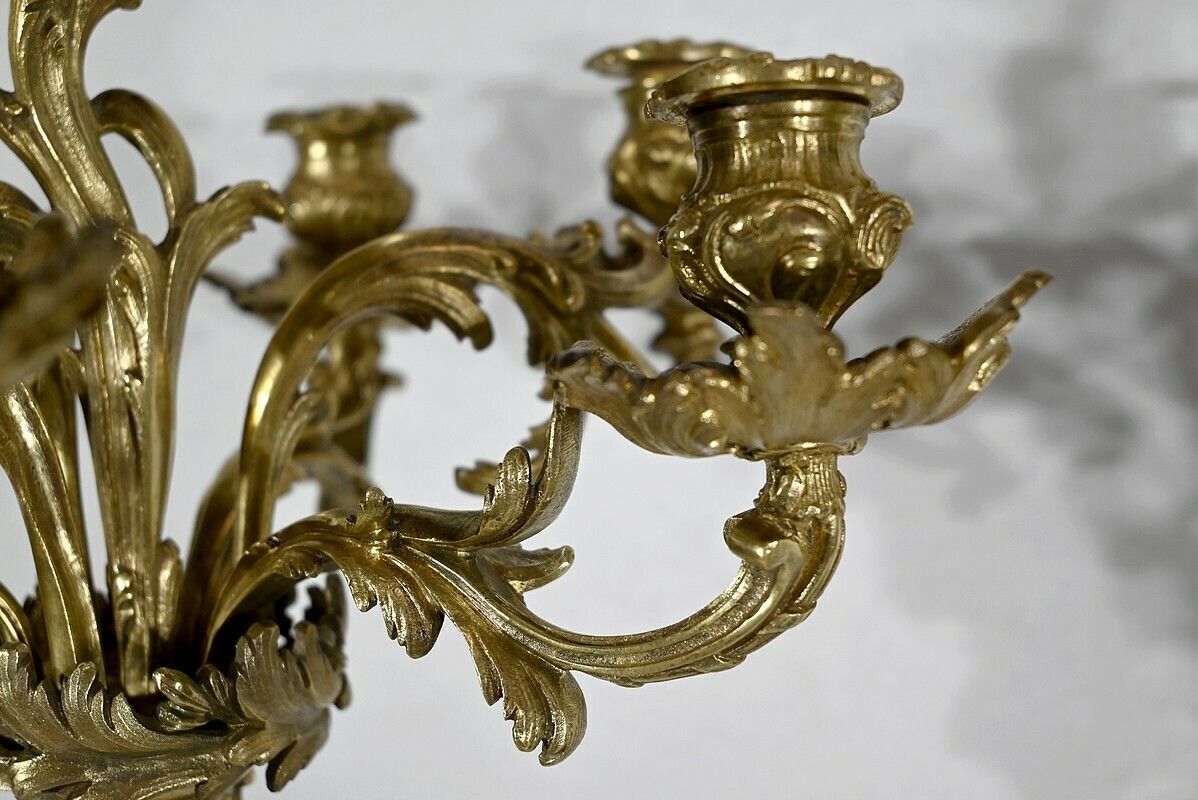 Important Gilt Bronze Candelabra, Louis XV Style – Late 19th Century photo buy
