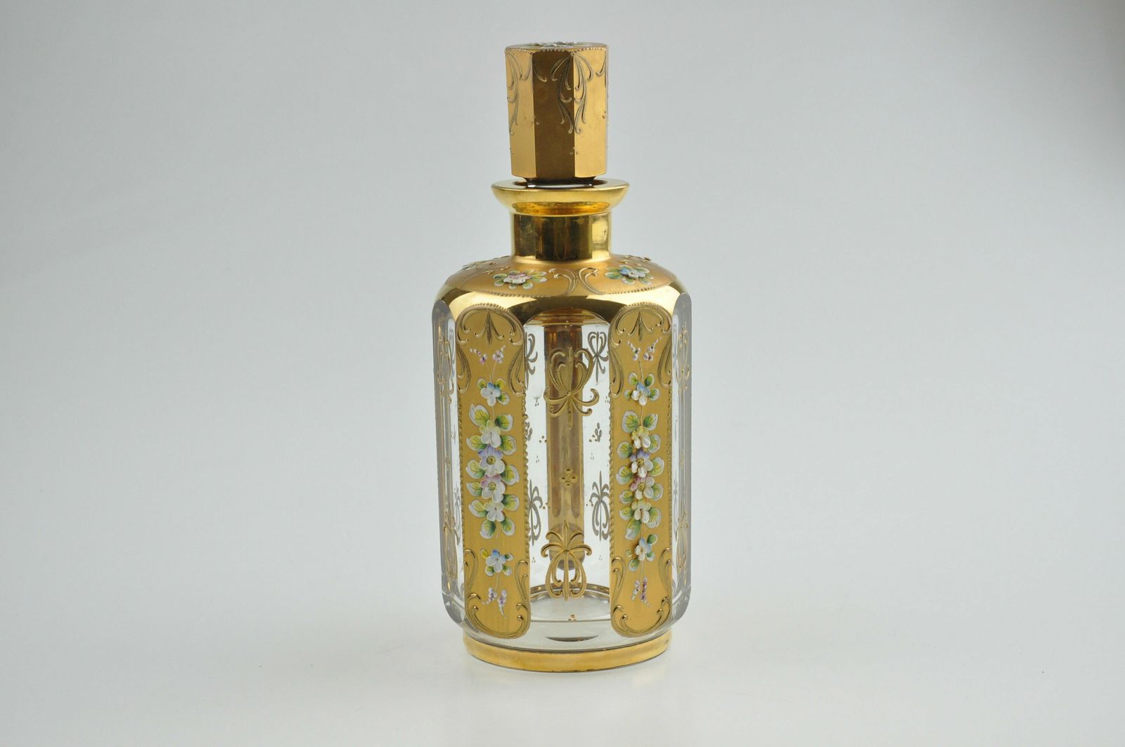 Czech Decanter, Decanter Set, Hand Painted Decanter, Gold Enameled Decanter Set, Glass Decanter Set, Glass Decanter, Antique Decanter Set photo buy