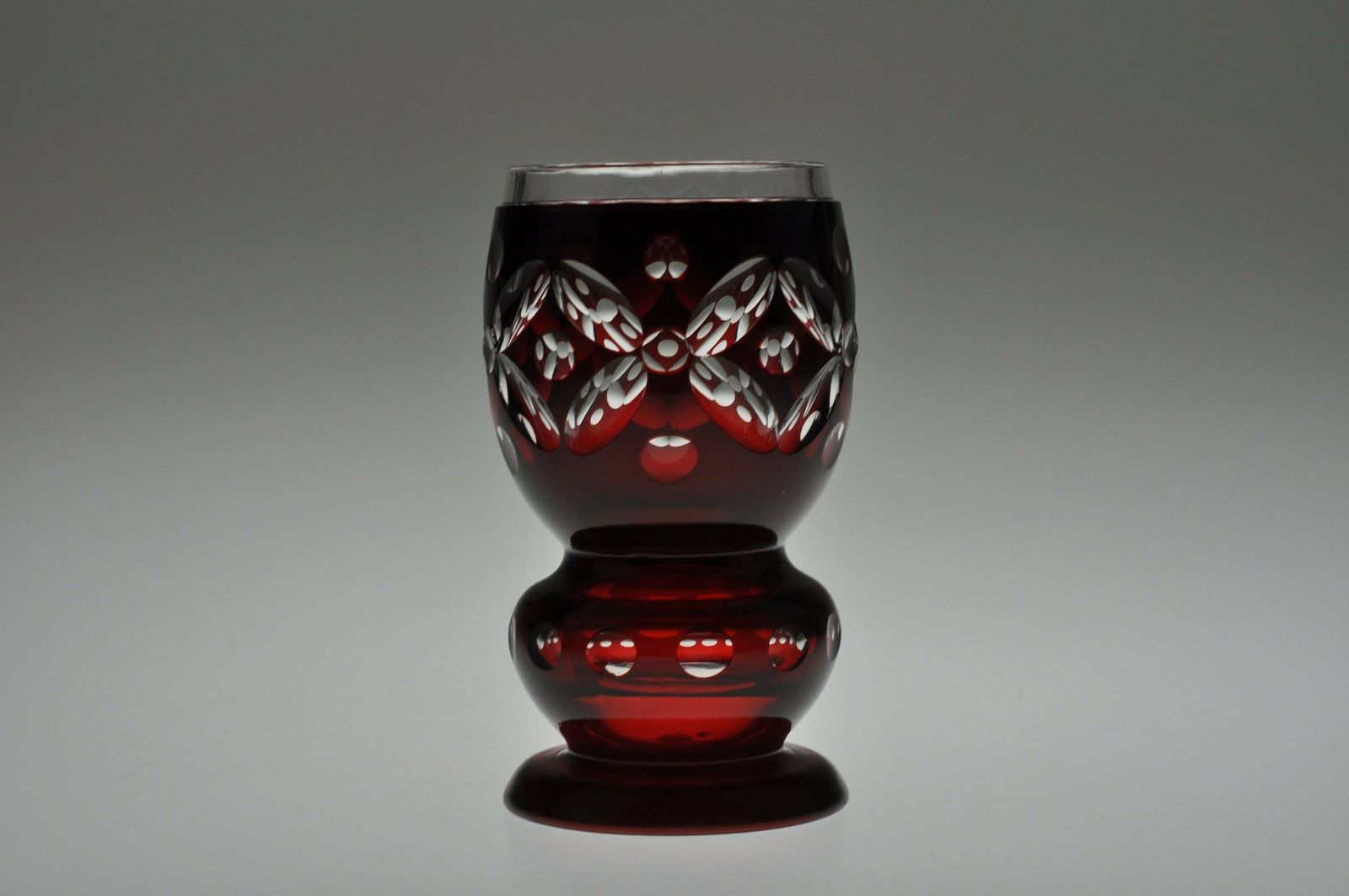 Cut To Clear Vase, Red Vase, Red Glass Vase, Czech Glass Vase, Czech Glass, Art Glass, Vintage Glass, Red Cut To Clear, Bohemian Vase photo for sale