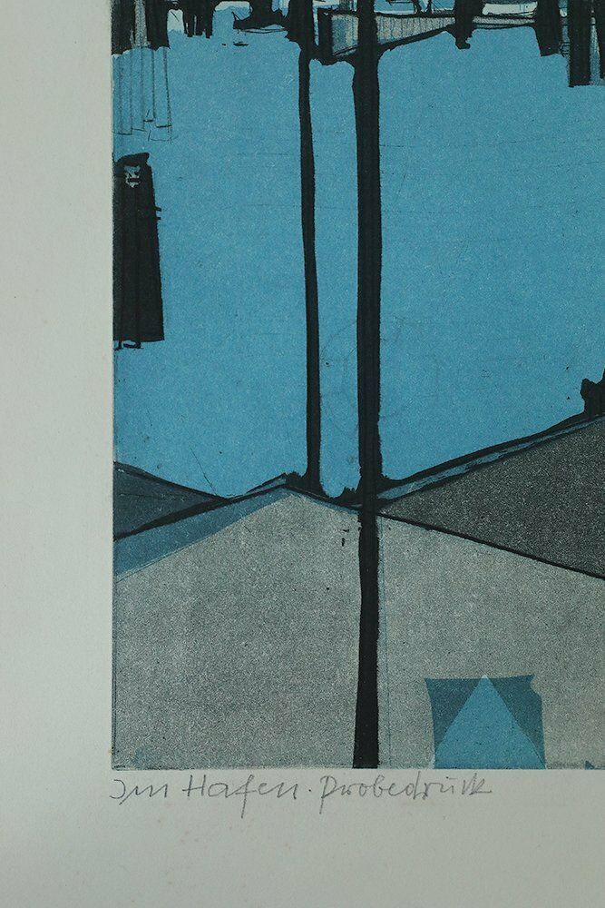 Otto Eglau, In Port, Etching, 1961 photo vinterior
