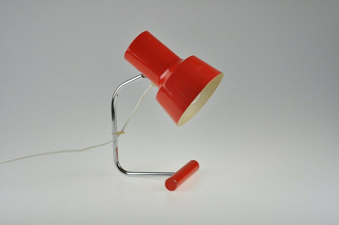 Mid Century Rode Lamp, Tafellamp, Josef Hurka Napako Lamp, Rode Lamp, Mid Century Verlichting, Bureaulamp, Vintage Lamp, Vintage Verlichting
