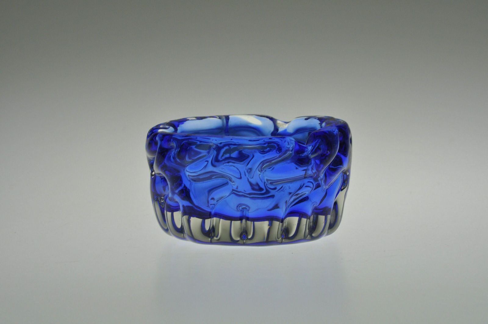 Pavel Hlava   Novy Bor Glass Ashtray, Blue Ashtray, Czech Glass Ashtray, Mid Century Ashtray, Czech Glass, Bohemian Glass, Art Glass