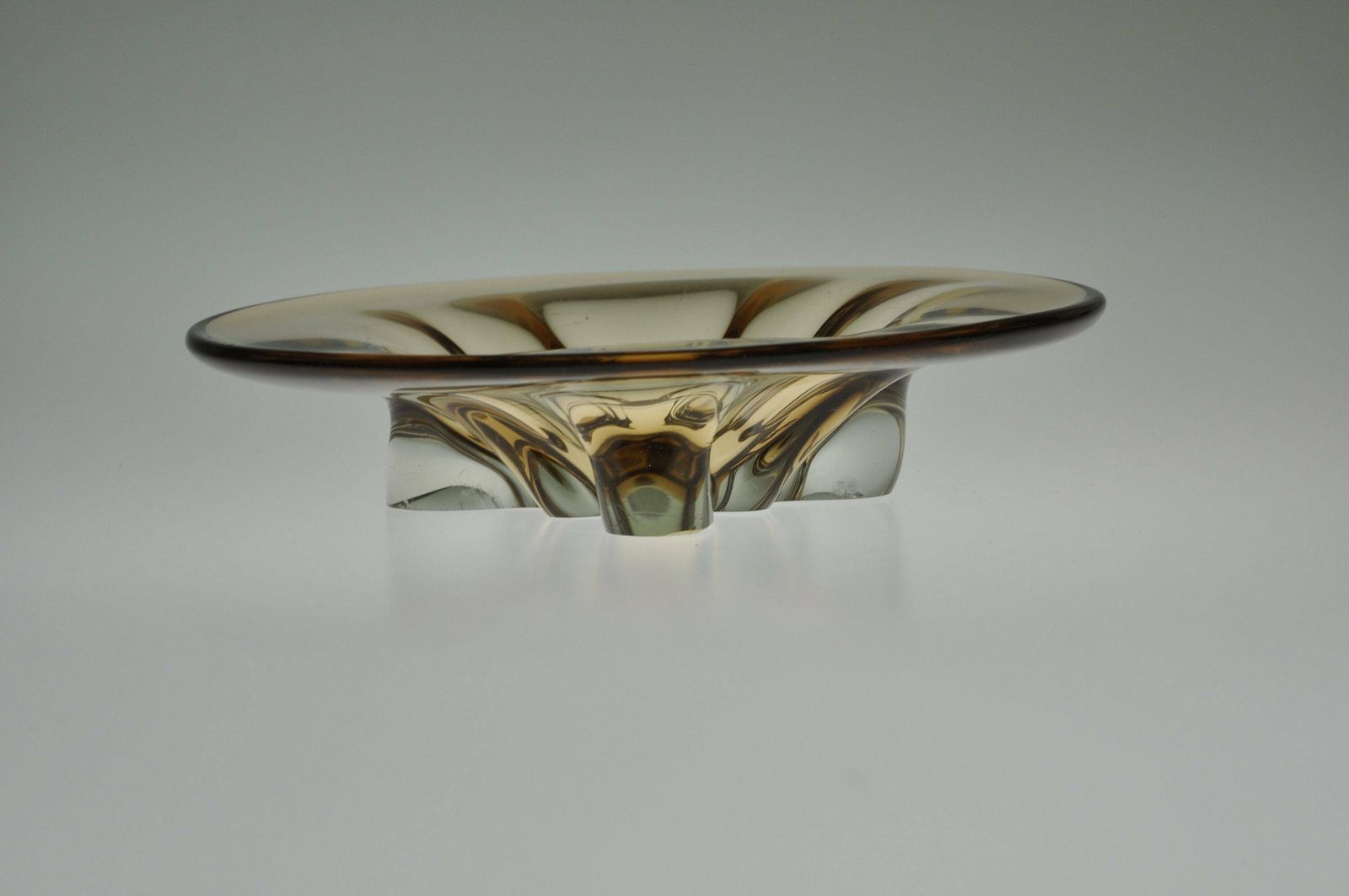 Josef Hospodka Chribska Glass Bowl, Bohemian Glass, Bohemian Art Glass, Blown Glass, Blown Glass Bowl, Glass Handmade Bowl, Art Glass Bowl photo for sale