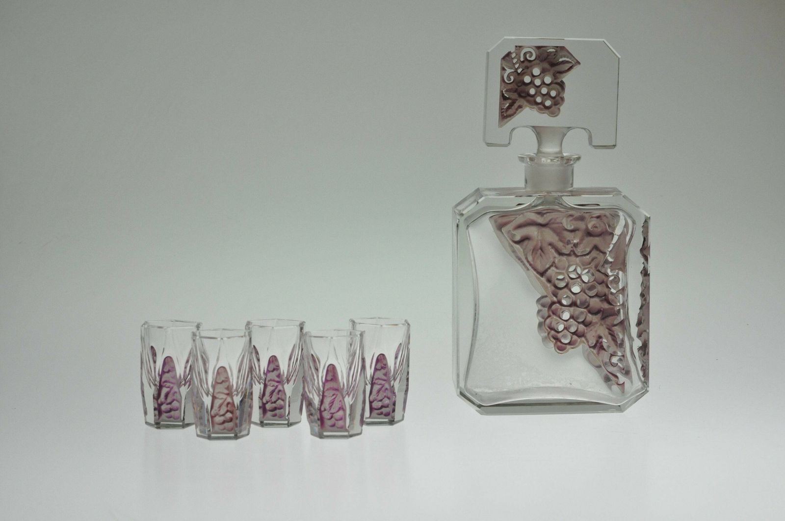 Art Deco Decanter Set, Liquour Set, Carafe And Glass Set, Carafe, Liquour Glass, Liquour Glasses, Bohemian Glass Decanter, Czech Decanter