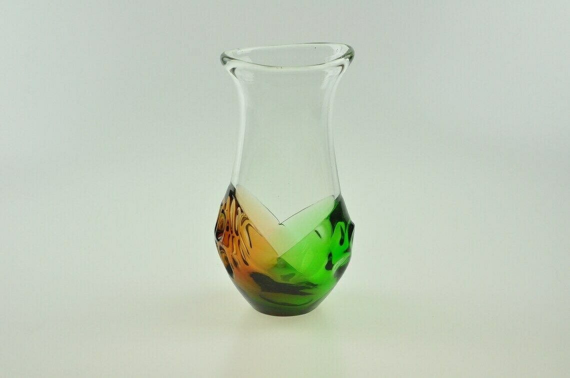 Ladislav Palecek Skrdlovice Glazen Vaas, Mid Century Vaas, Bloemenvaas, Kunstglas Vaas, Boheemse Vaas, Tsjechische Vaas, Antieke Vaas, Handgemaakt