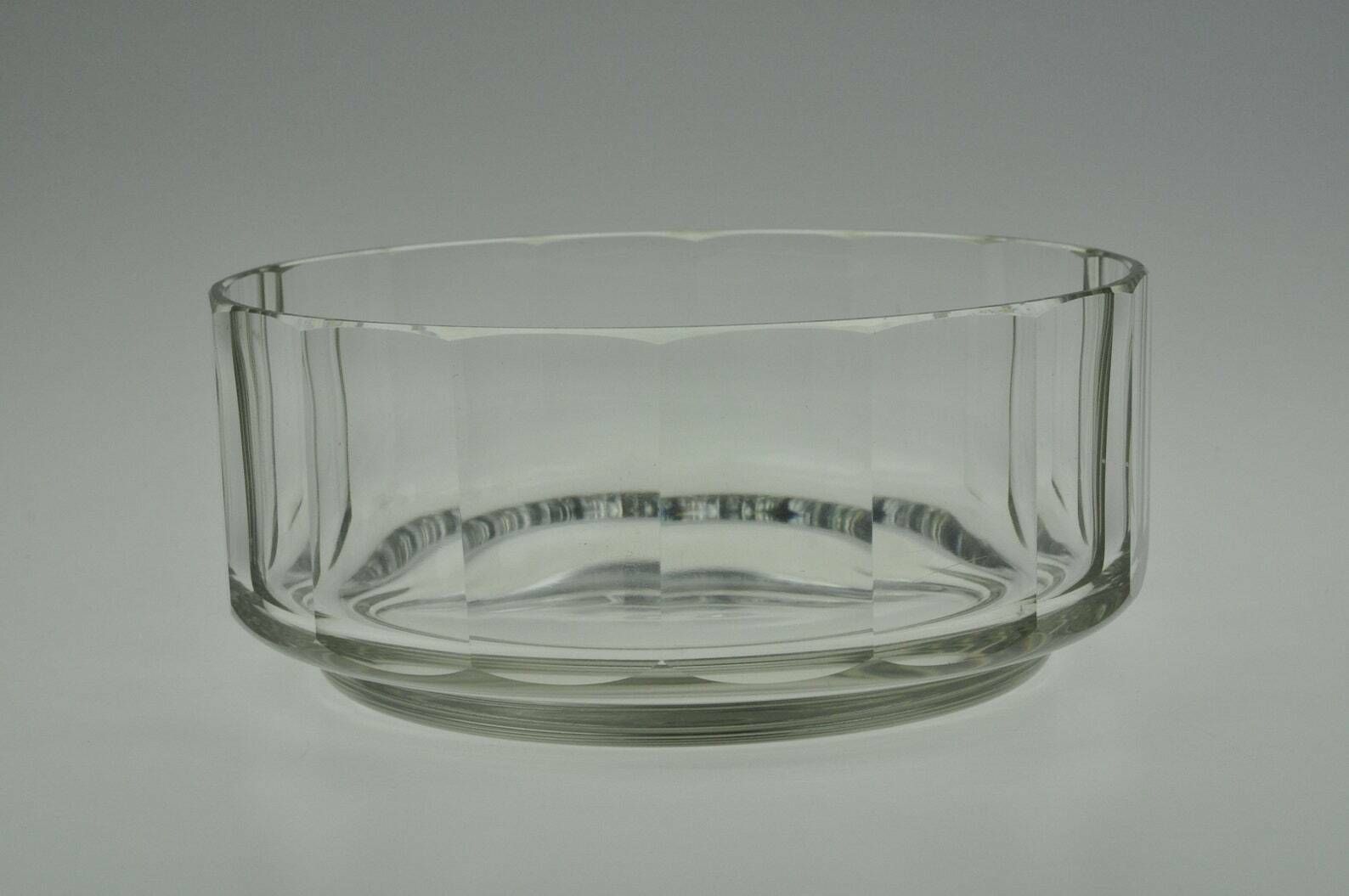 Art Deco Glass Salad Bowl, Salad Bowl, Salad Bowl Vintage, Vintage Bowl, Faceted Glass Bowl, Antique Glass Bowl, Vintage Glass Bowl photo for sale