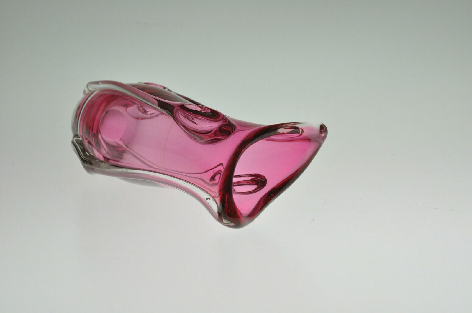 photo furniture Pink Glass Vase, Czech Vintage Glass, Handmade Vase, Bohemian Vase
