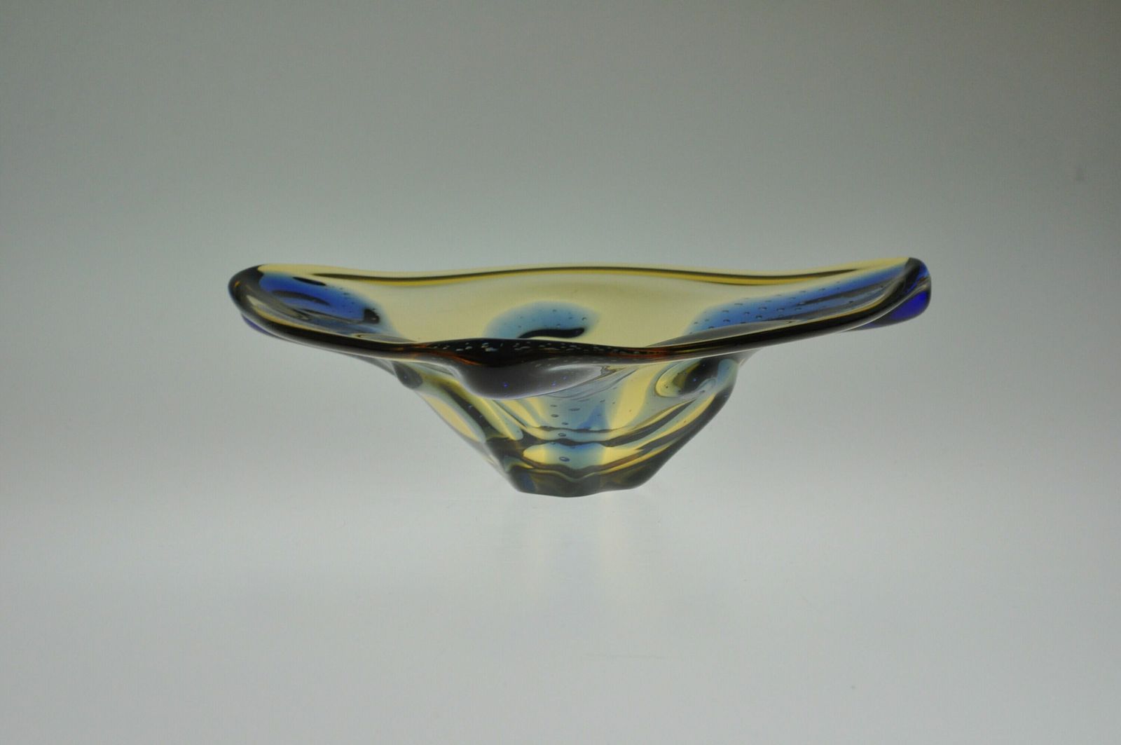 Hana Machovska Mstisov Glass Bowl, Art Glass Bowl, Czech Glass, Vintage Glass Bowl, Yellow Glass, Yellow Bowl, Pizzicato, Antique Bowls photo 145.0