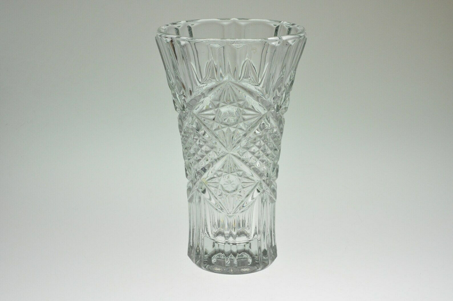Czech Glass Vase, Glass Vase, Sklo Union, Pressed Glass Vase, Czech Vase, Czech Glass, Flower Vase, Mid Century Glass, Pressed Glass photo for sale