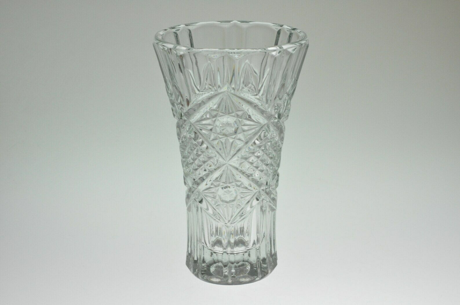 Czech Glass Vase, Glass Vase, Sklo Union, Pressed Glass Vase, Czech Vase, Czech Glass, Flower Vase, Mid Century Glass, Pressed Glass photo 98.0