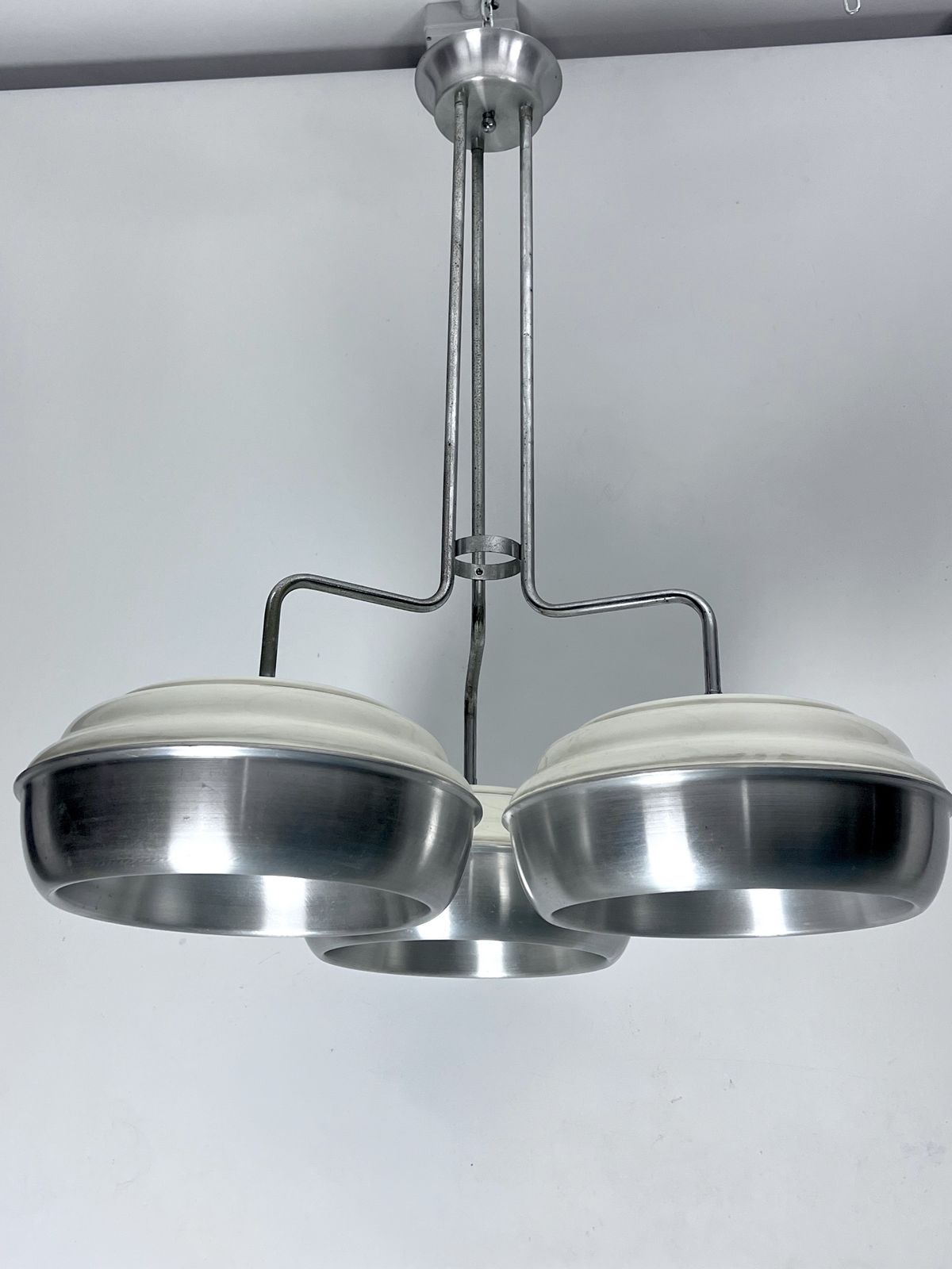 Space Age, Large Metal And Plastic Chandelier By Studioluce. Italy 1970s photo vintage