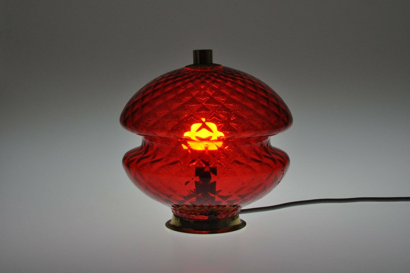 Vintage Mood Lamp, Mid Century Lamp, Bedside Lamp, Mid Century Glass Lamp, Table Lamp, Desk Lamp, Vintage Light, Vintage Lighting, Red Lamp photo furniture